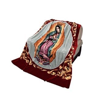 lot 10371 image: Virgin Mary Blanket, 75 Wx90 H Holy Mother, Religious Guadalupe,Korean knitted mink . As  adult bed throw bedspread quilted comf