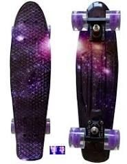 lot 10814 image: Chi YUAN Boards Plastic Skateboard Urban Cruiser Complete Purple Galaxy Graphic