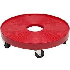 lot 10892 image: TrashOil Can 4-Wheel Round Dolly, Red