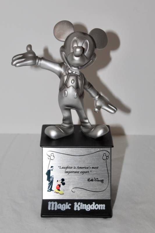 lot 1827 image: Walt Disneys Magic Kingdom Laughter is Americas Most Important Export PlaqueFigurine of Mickey Mouse
