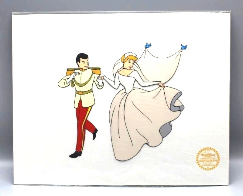 lot 1832 image: Walt Disney Cinderella Prince Wedding Limited Edition Serigraph Cel Art from Original Cinderella 1950