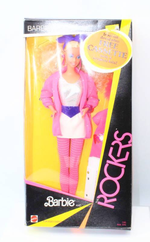 lot 1868 image: 1985 Barbie Rockers Doll New in Box incl Cassette and Iron On Decal