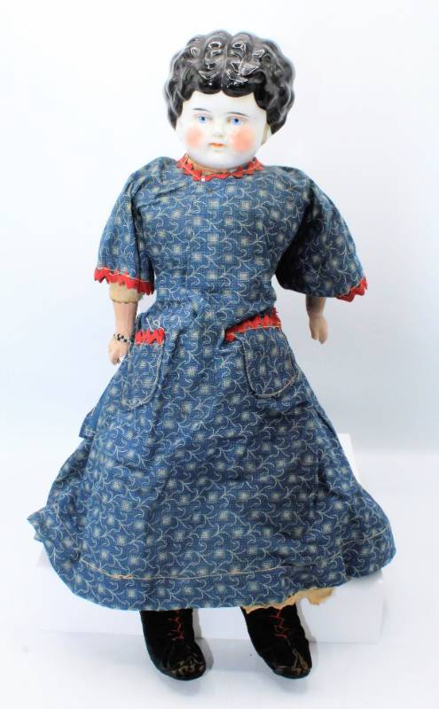 lot 1865 image: Antique China Bisque Head, Arms and Feet doll 17 Tall