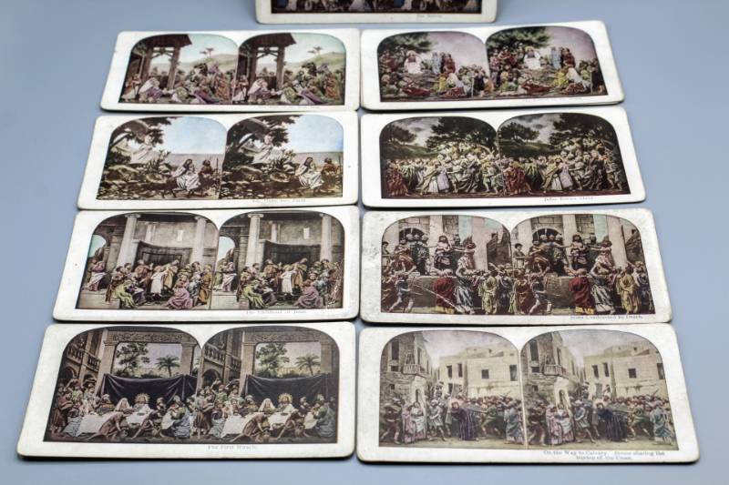 lot 1787 image: Antique Stereoview Card Lot of 26 Religious Cards (Depicting the Life of Christ)