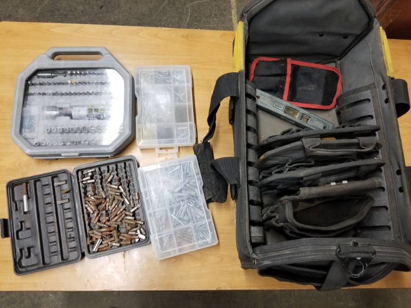 lot 2107 image: Tool Bag with Cases of Bits and Big Case of Bits
