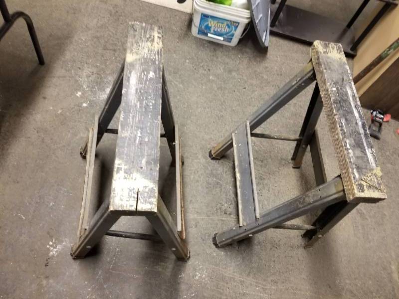 lot 2108 image: Pair of Metal Leg Saw Horses