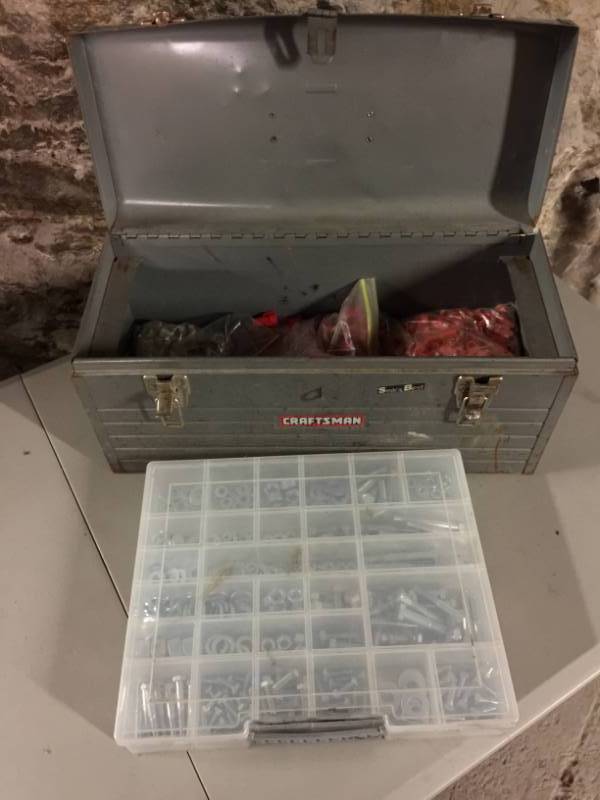 lot 2068 image: Craftsman Metal Tool Box and Contents. Bags of Wire Nuts and More