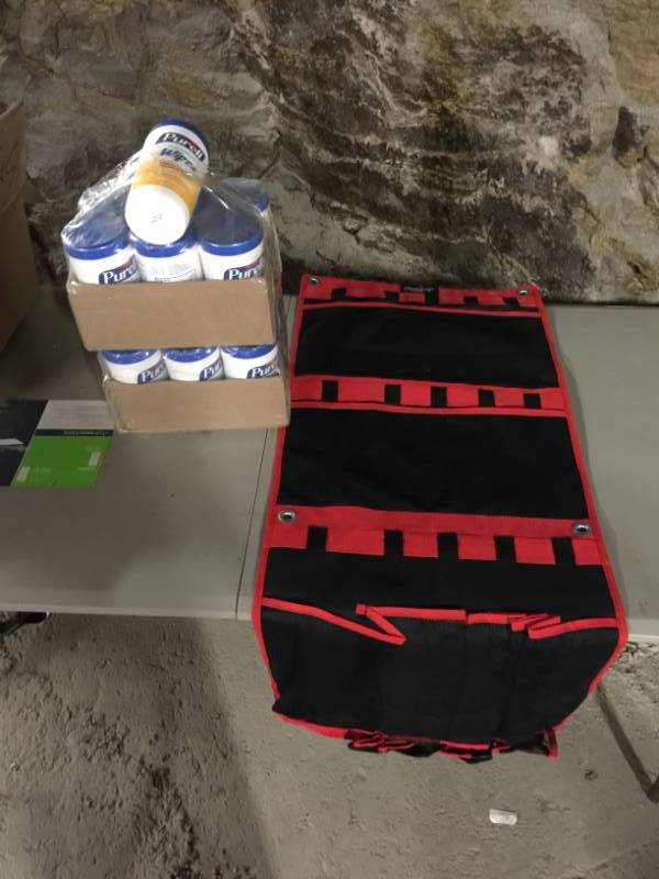 lot 2077 image: Rawlingss Pouch and 2 Cases of, Purell Wipes. 6 Per Case