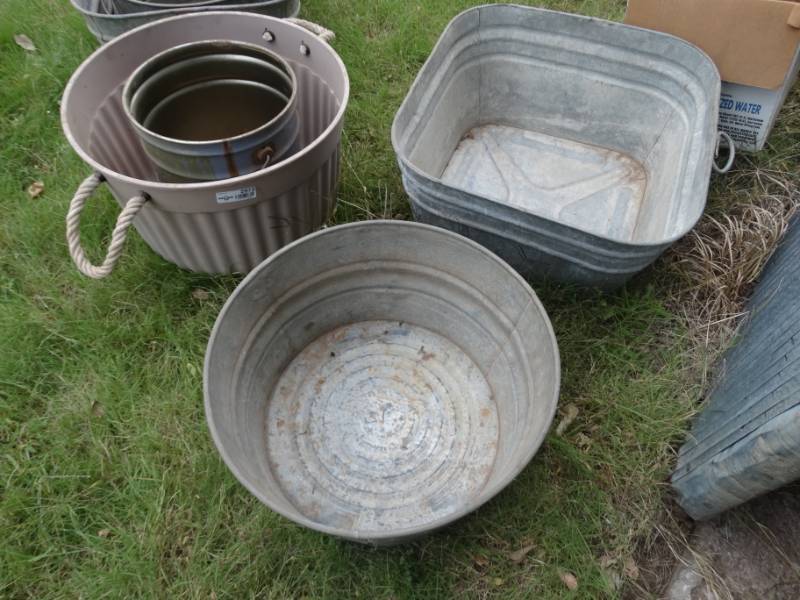 lot 2972 image: 3 wash tubs- 2 are metal
