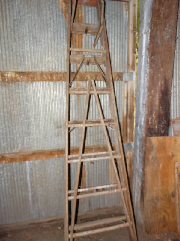 lot 7939 image: 2 old wood ladders