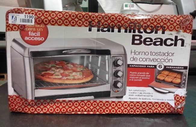 lot 1190 image: Hamilton Beach 6 Slice Convection Toaster Oven - Stainless SteelBlack- 31333