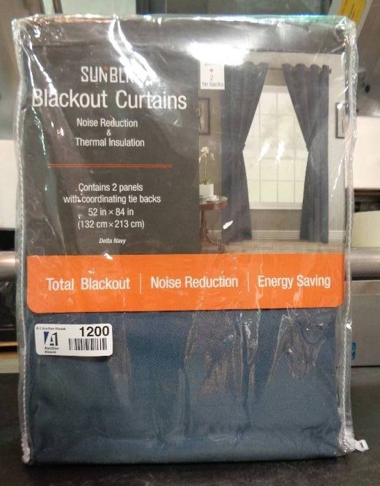 lot 1200 image: Sunblk Blackout Curtains, 2-Pack - Delta Navy, 52 x 84