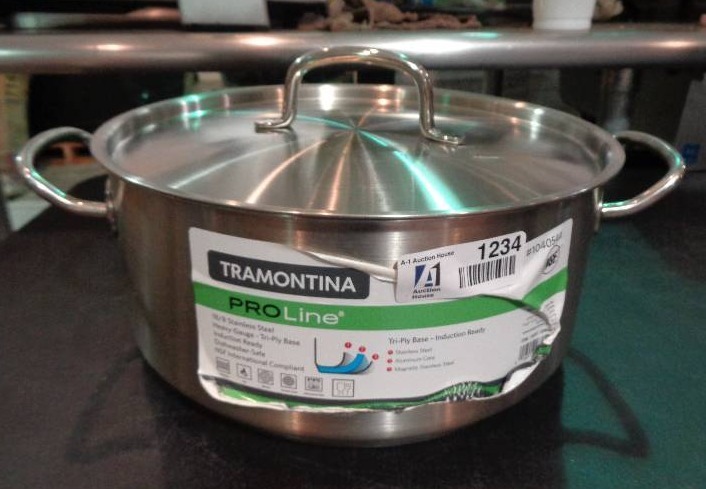 lot 1234 image: Tramontina Pro-Line Stainless Steel Covered Dutch Oven, 9-Quart
