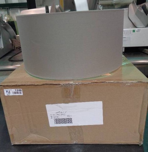 lot 1248 image: Lumisource Salon Lamp Shade, Gray Linen
