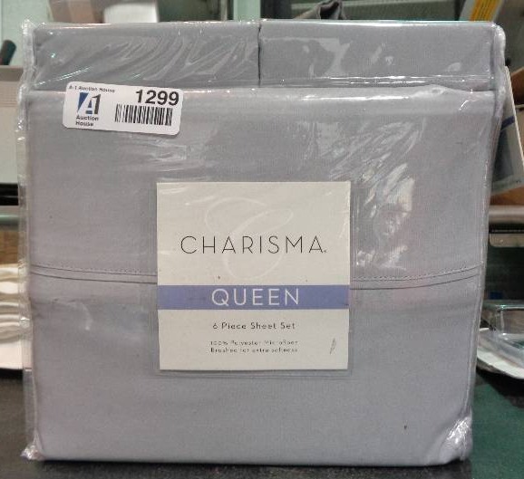 lot 1299 image: Charisma Microfiber 6-piece Sheet Set, Queen - Gray Cloud