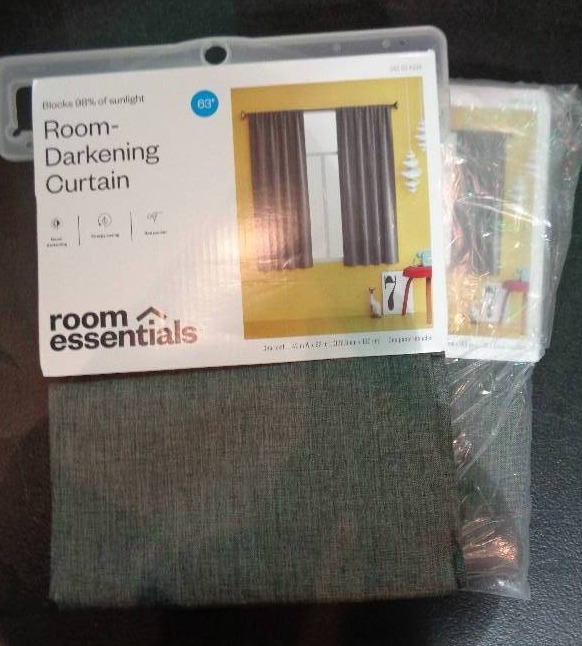 lot 1312 image: Lightblocking Curtain Panel 42 x 63, Charcoal - Room Essentials