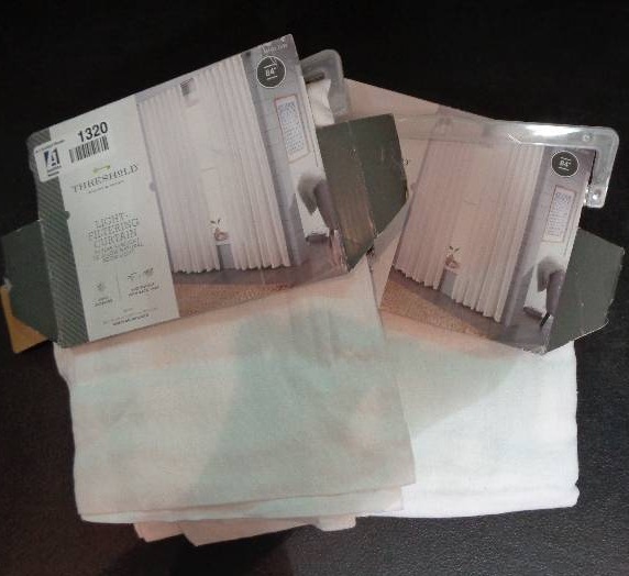 lot 1320 image: Linen Look Curtain Panel 84, White Linen (2 Pack) - Threshold