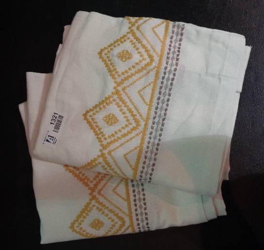 lot 1321 image: Global Border Curtain Panel White Yellow 84 - Opalhouse