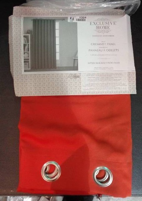 lot 1324 image: Exclusive Home Sateen Blackout Solid Grommet Top Wide Patio Curtain Panel 84 - Mecca Orange
