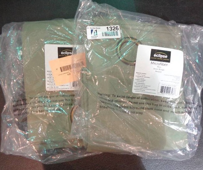 lot 1326 image: Eclipse Thermaback Microfiber Grommet Blackout Curtain Panels 84 - Moss Green