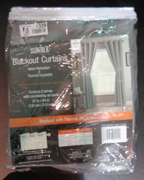 lot 1329 image: Sunblk Blackout Curtain Delta Light Gray, 52 x 84