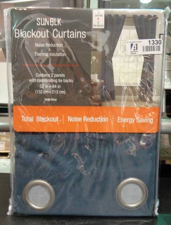 lot 1330 image: Sunblk Blackout Curtains, 2-Pack - Delta Navy, 52 x 84