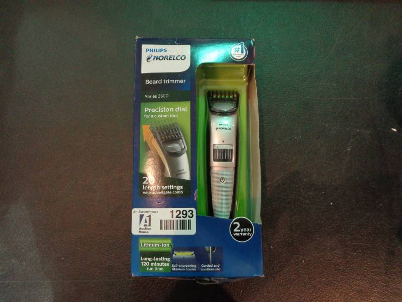 lot 1293 image: Philips Norelco Beard Trimmer Series 3500, QT401849, Cordless Mustache and Beard Groomer for Men - NO BLADE OIL NEEDED