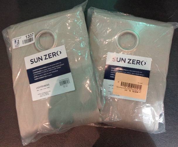 lot 1337 image: Gunther Crushed Room Darkening Grommet Curtain Panels 95 Stone - Sun Zero