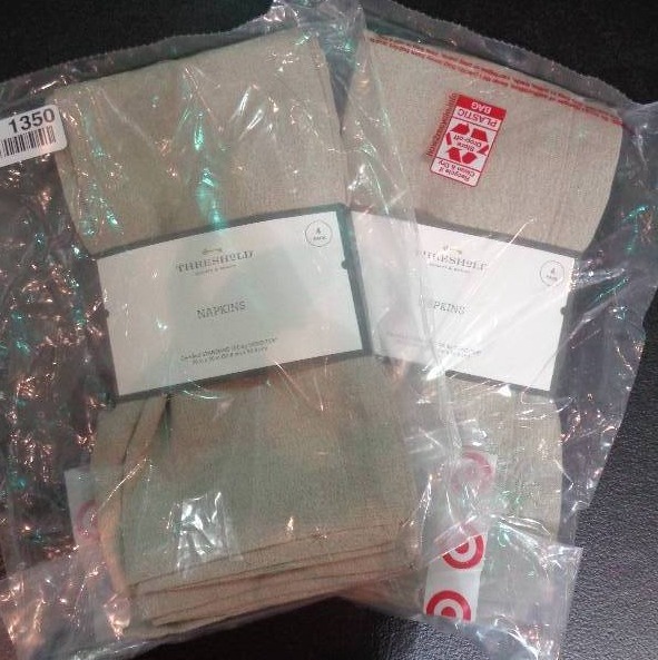 lot 1350 image: 20x20 Set of 4 Kitchen Textiles Napkin Natural, 2 Packs - Threshold