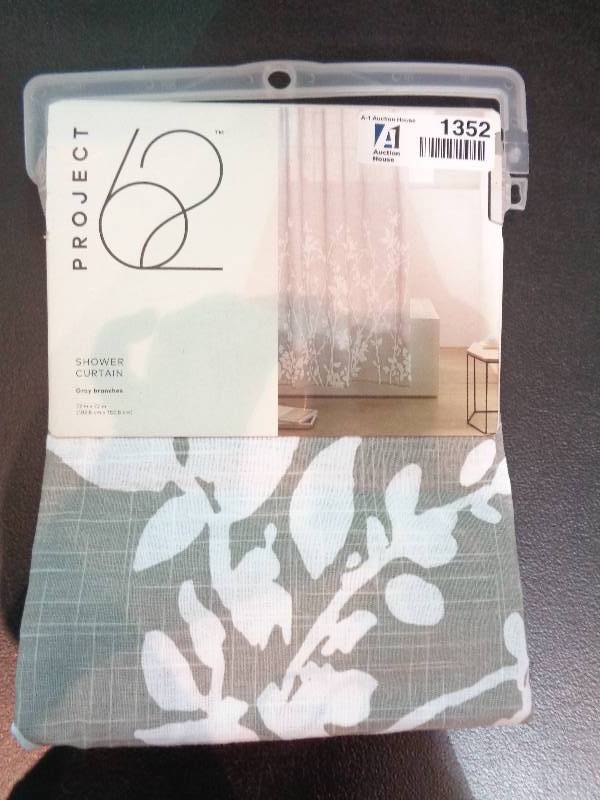 lot 1352 image: Floral Print Shower Curtain Gray - Project 62