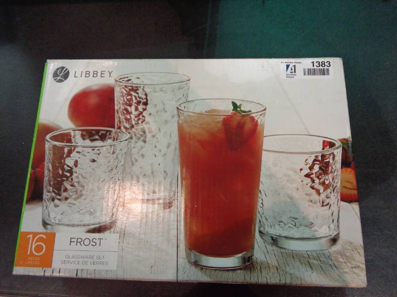lot 1383 image: Libbey Frost 16 Piece Glassware Set