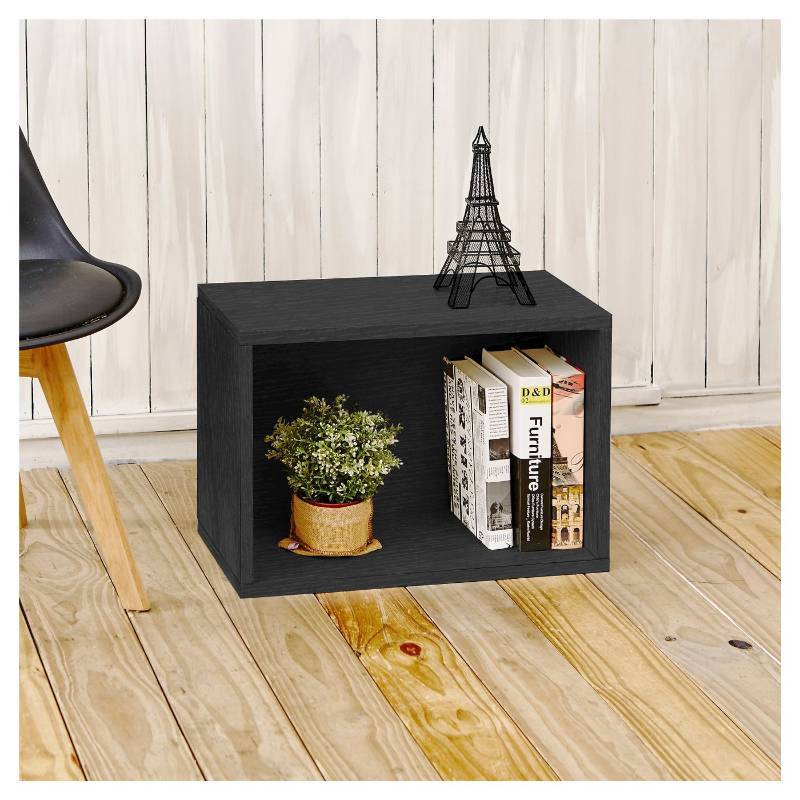 lot 1427 image: Way Basics Stackable Eco Rectangle Shelf - Shoe Rack, Black - Formaldehyde Free