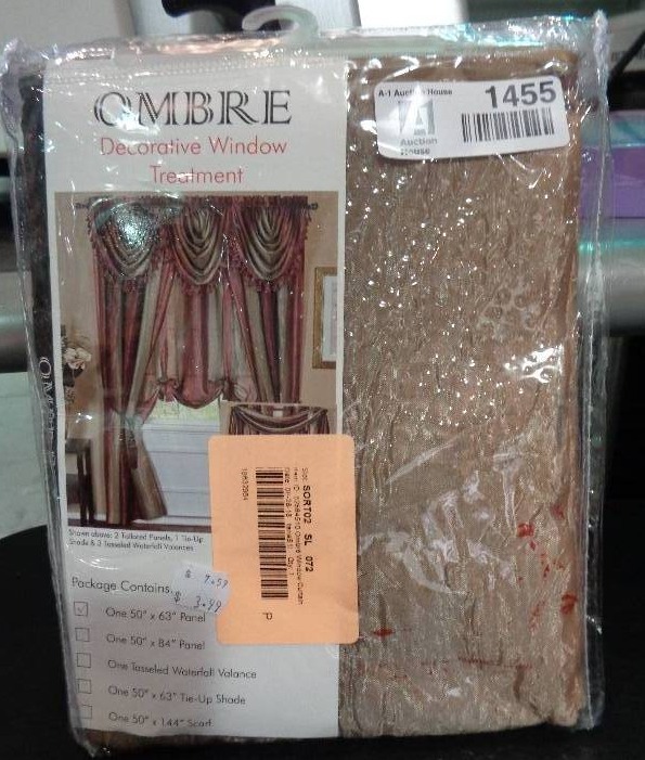 lot 1455 image: Ombre Window Curtain Panel, Ombre Burgundy 50 x 63 - Achim