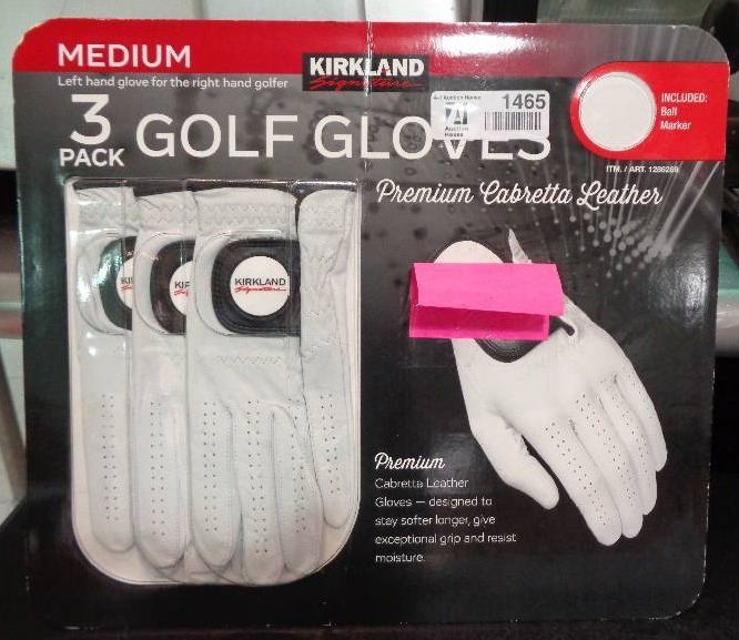lot 1465 image: Kirkland 3 Pack Premium Cabretta Leather Golf Gloves - Medium