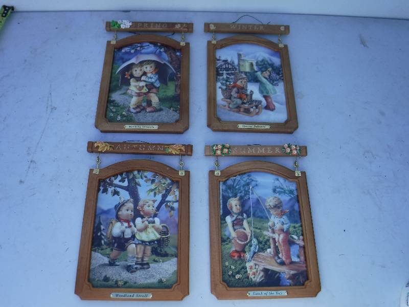 lot 6803 image: The 4 seasons wood plaque wall hangings with children on them- super cute