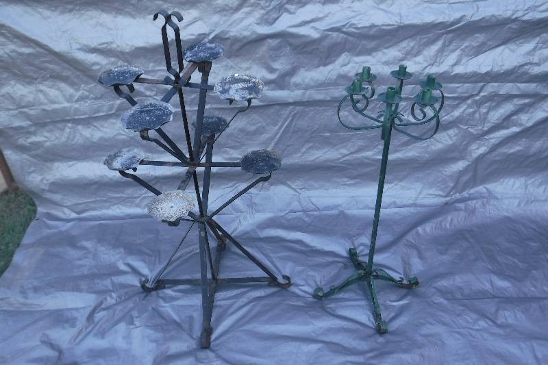 lot 7550 image: pair of metal candle holders