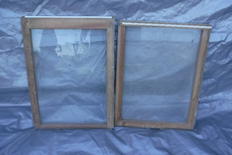 lot 7552 image: Pair of wood framed windows