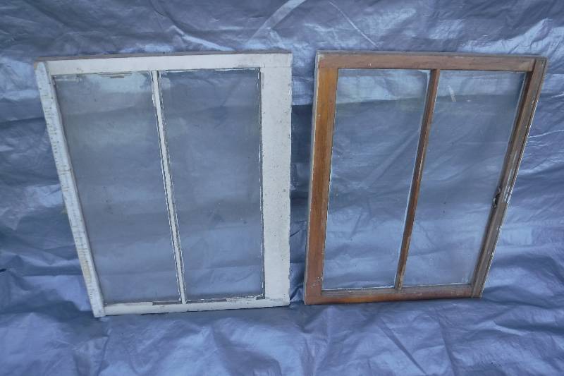 lot 7555 image: Pair of wood framed windows