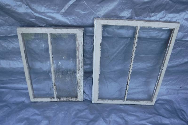 lot 7556 image: Pair of wood framed windows