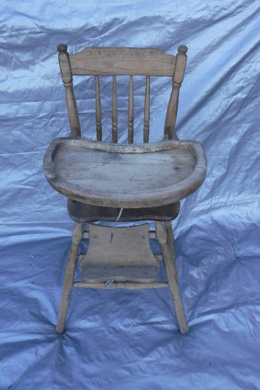 lot 7565 image: Vintage wood highchair- great project piece