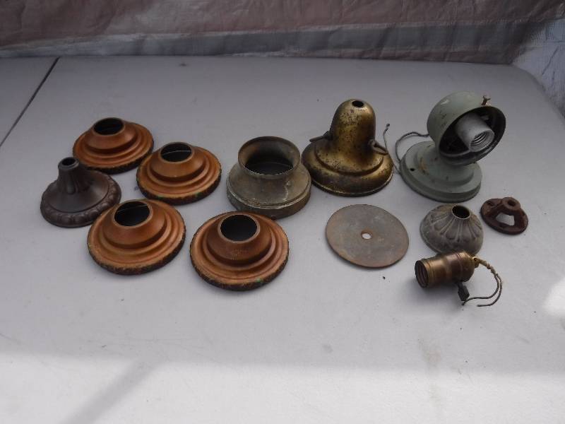 lot 7588 image: antique lamp light parts
