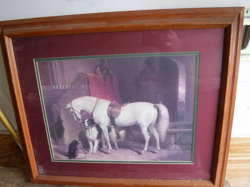 lot 7610 image: Framed Horse ad dog picture