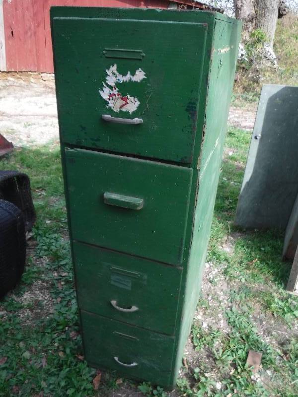lot 4975 image: Green wooden file cabinet