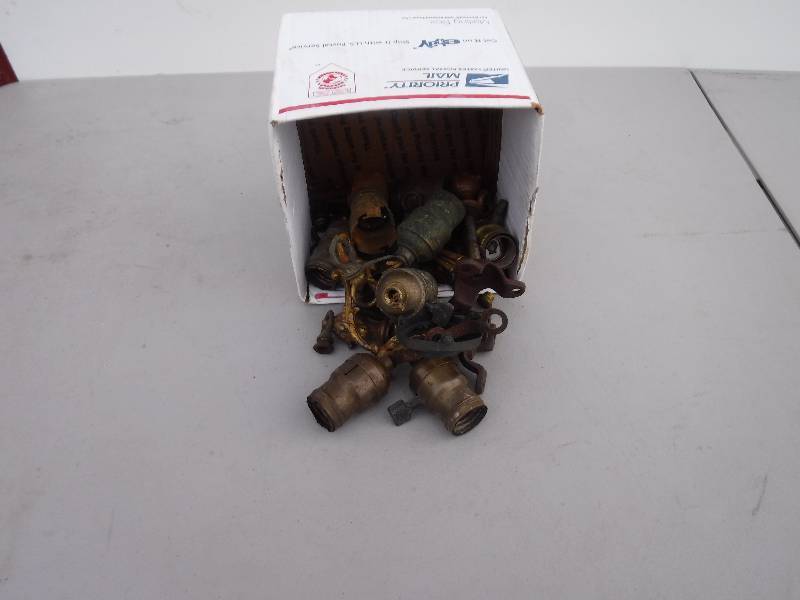 lot 6921 image: antique brass lamp parts