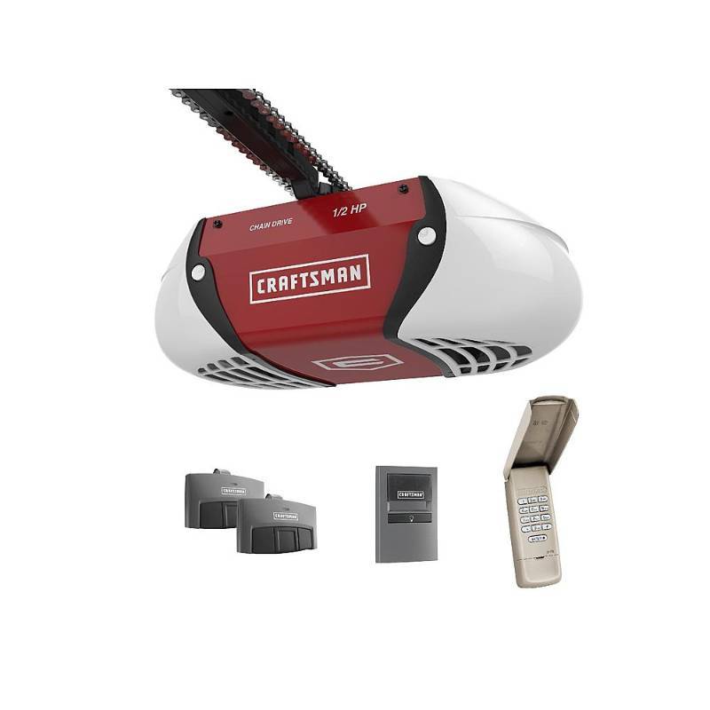 lot 1558 image: Craftsman � HP Chain Drive Garage Door Opener with 2 Multi-Function Remotes & Keypad