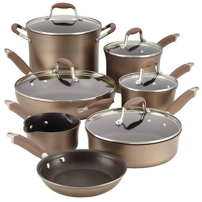 lot 1552 image: Anolon Advanced Hard Anodized Nonstick Cookware Pots and Pans Set