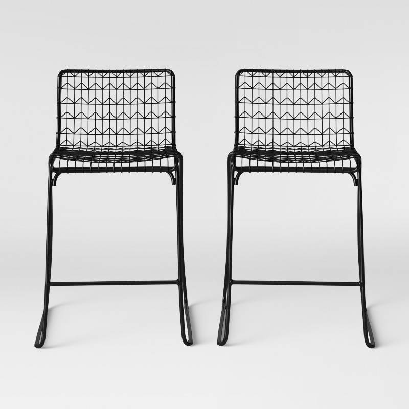 lot 1599 image: Set of 2 Oster Wire Counter Stool Black - Project 62