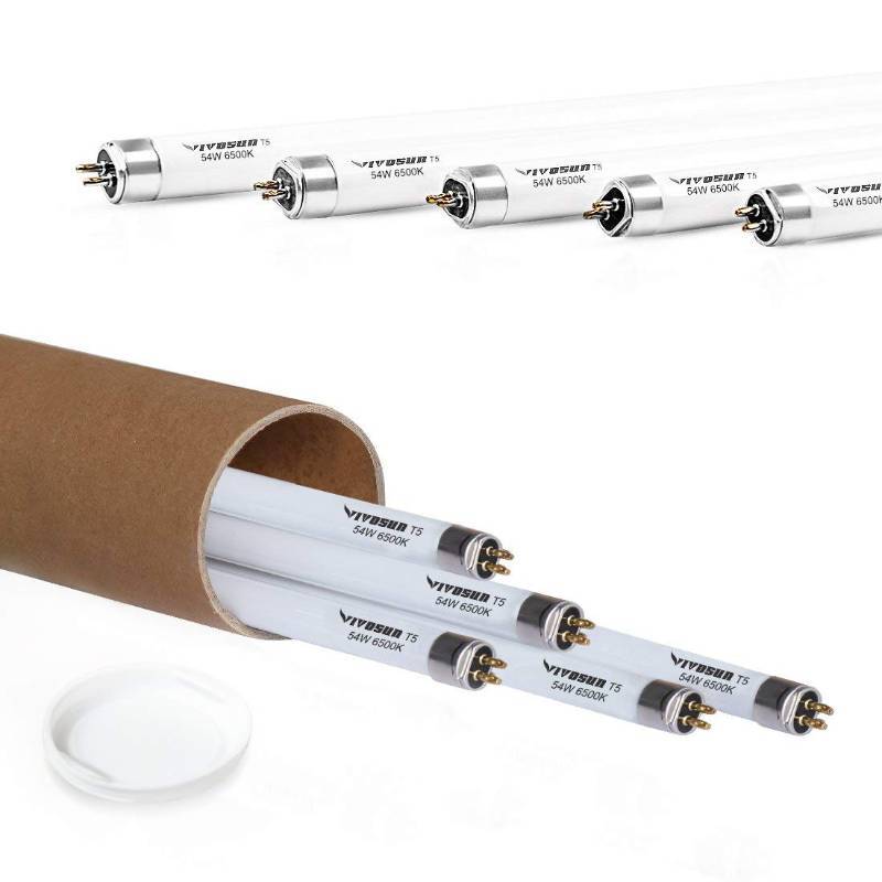 lot 1610 image: VIVOSUN 4ft 46in 54W 6500K T5 HO Fluorescent Tubes Cool White Grow Light Bulbs Pack of 5