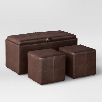 lot 1629 image: 3pc Storage Ottoman Brown - Threshold