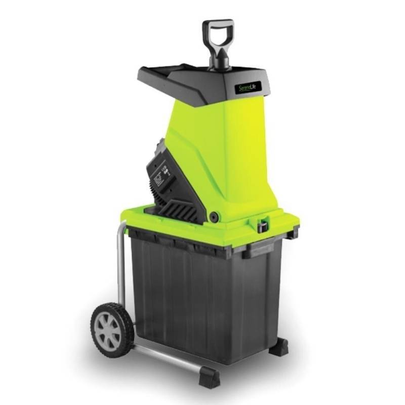 lot 1630 image: SereneLife PSLHTM65 Garden-Shredder-ElectricCollection-Bin-Chipper-Leaf-Mulcher-Rolling
